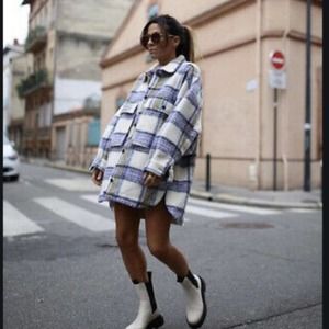 ZARA Blogger Shacket Checked Overshirt  XS-S New